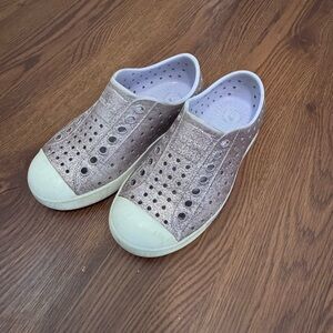 Kids Slip-On Glitter Casual Shoes in Rose Gold